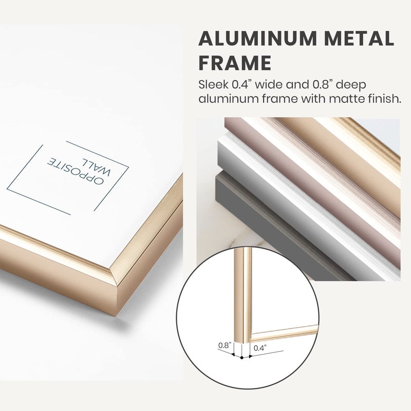 Opposite Wall Aluminium Metal Picture Frame, 16x20 in. | 41x51 cm Gold Sleek Matte, Lightweight, Shatterproof and Durable, Perfectly Crafted for Picture, Poster, Photo and Collage Displays - Image 4